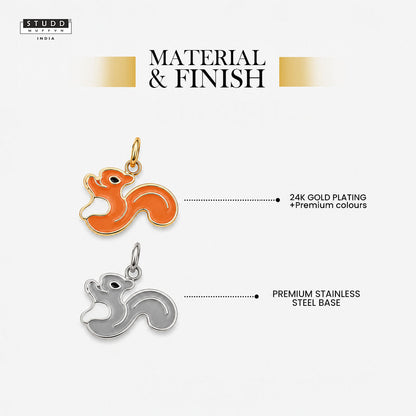 Squirrel Pendant -  24K Gold Plated [ With Velore Snake Chain]