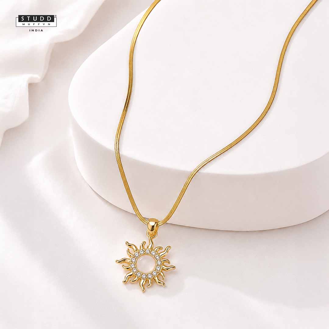 Sun Shine Pendant - 24k Gold Tone Plated [ With Chain ]