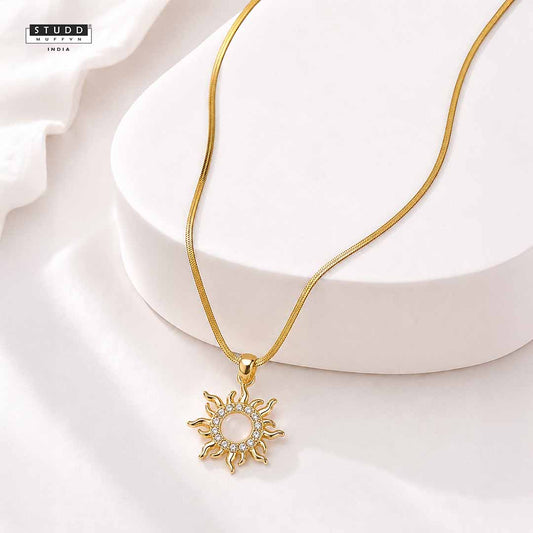 Sun Shine Pendant - 24k Gold Tone Plated [ With Chain ]
