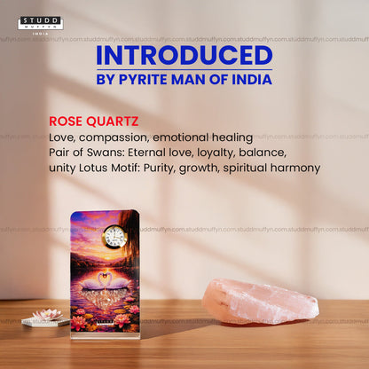 Pair of Swans Rose Quartz Crystal Table Clock