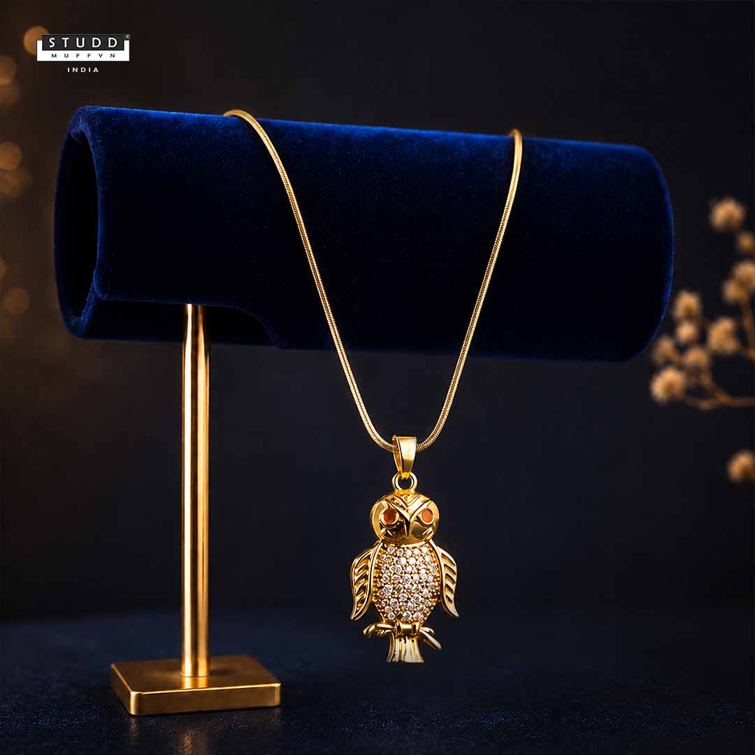 The Protection OWL pendant - 24k Gold Tone Plated [ With Chain ]