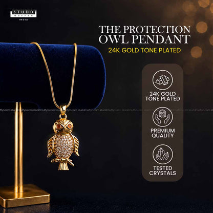 The Protection OWL pendant - 24k Gold Tone Plated [ With Chain ]