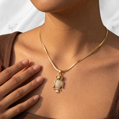 The Protection OWL pendant - 24k Gold Tone Plated [ With Chain ]