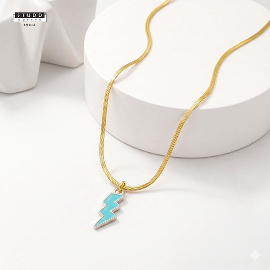 Thunder Pendant  - 24K Gold Plated [ With Velore Snake Chain]