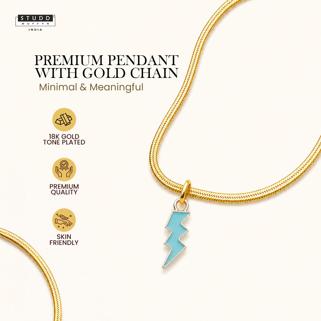 Thunder Pendant  - 24K Gold Plated [ With Velore Snake Chain]