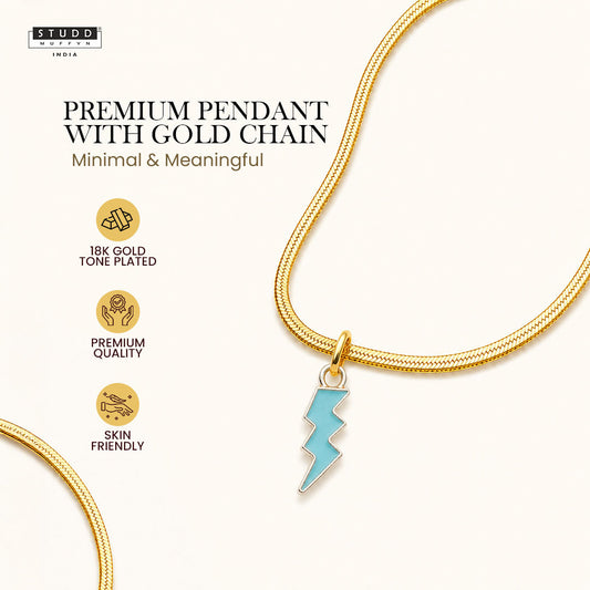 Thunder Pendant  - 24K Gold Plated [ With Velore Snake Chain]