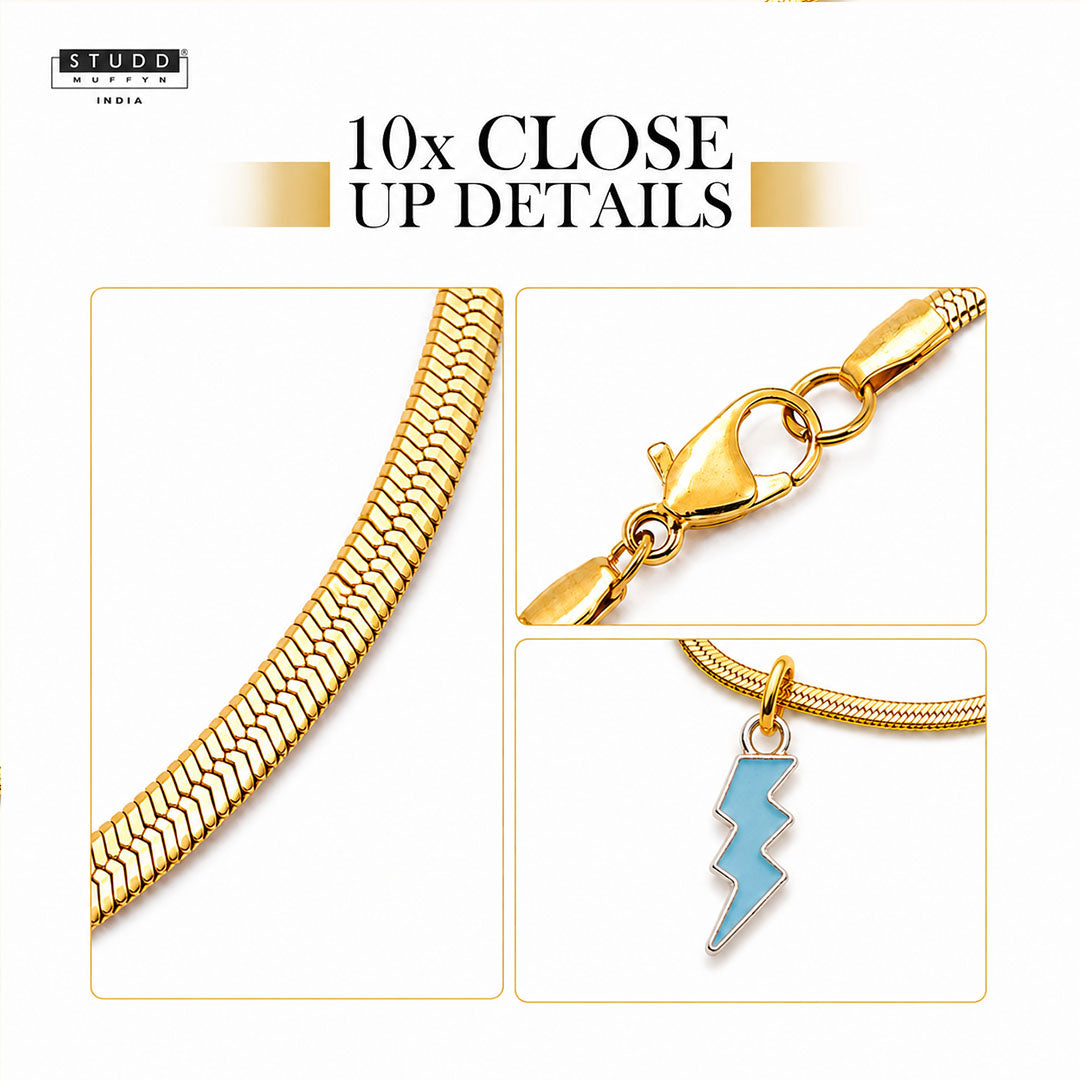 Thunder Pendant  - 24K Gold Plated [ With Velore Snake Chain]