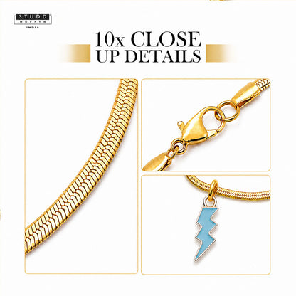 Thunder Pendant  - 24K Gold Plated [ With Velore Snake Chain]