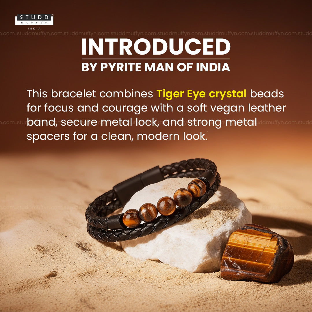 Tiger Eye Vegan Leather Bracelet