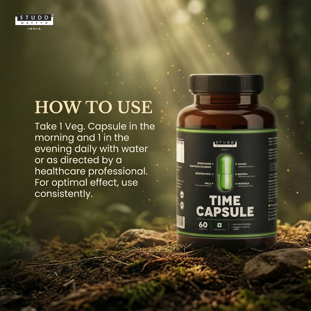 How to use Time Capsule: 1 veg capsule morning and 1 evening with water