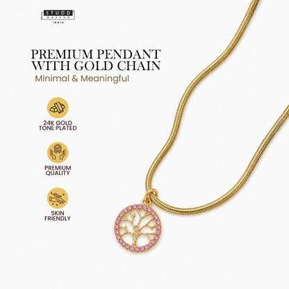 Tree of Life Pendant - 24K Gold Plated [ With Velore Snake Chain]