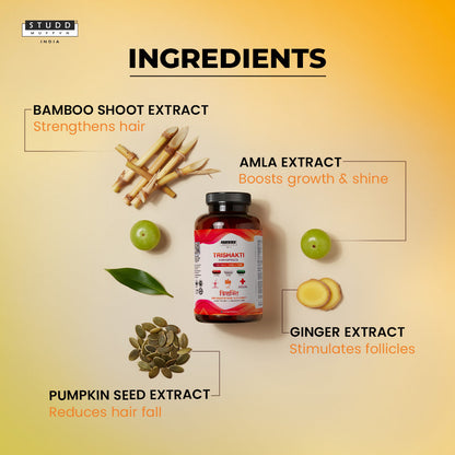 Trishakti hair capsule ingredients: bamboo shoot, amla, pumpkin seed and ginger extracts
