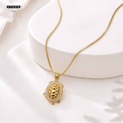 Turtle of Abundance Pendant - 24K Gold Toned