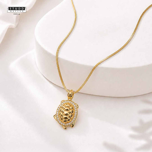 Turtle of Abundance Pendant - 24K Gold Toned