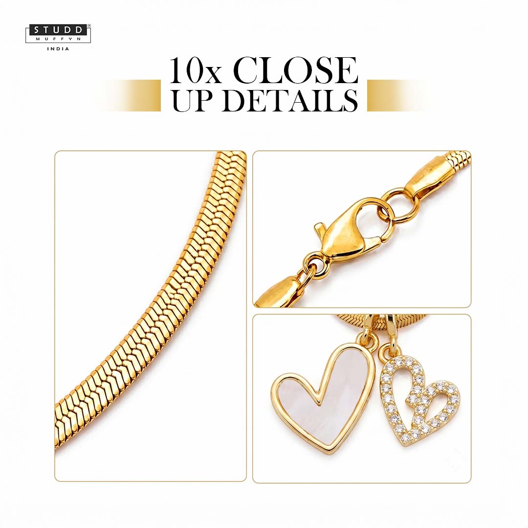 Twin Hearts Pendant – 24K Gold Tone Plated [With Chain]