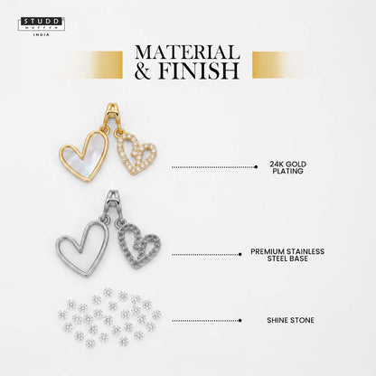Twin Hearts Pendant – 24K Gold Tone Plated [With Chain]
