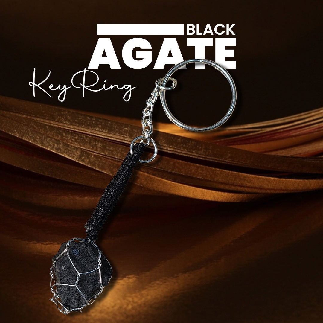 ⁠Black Agate Keyring