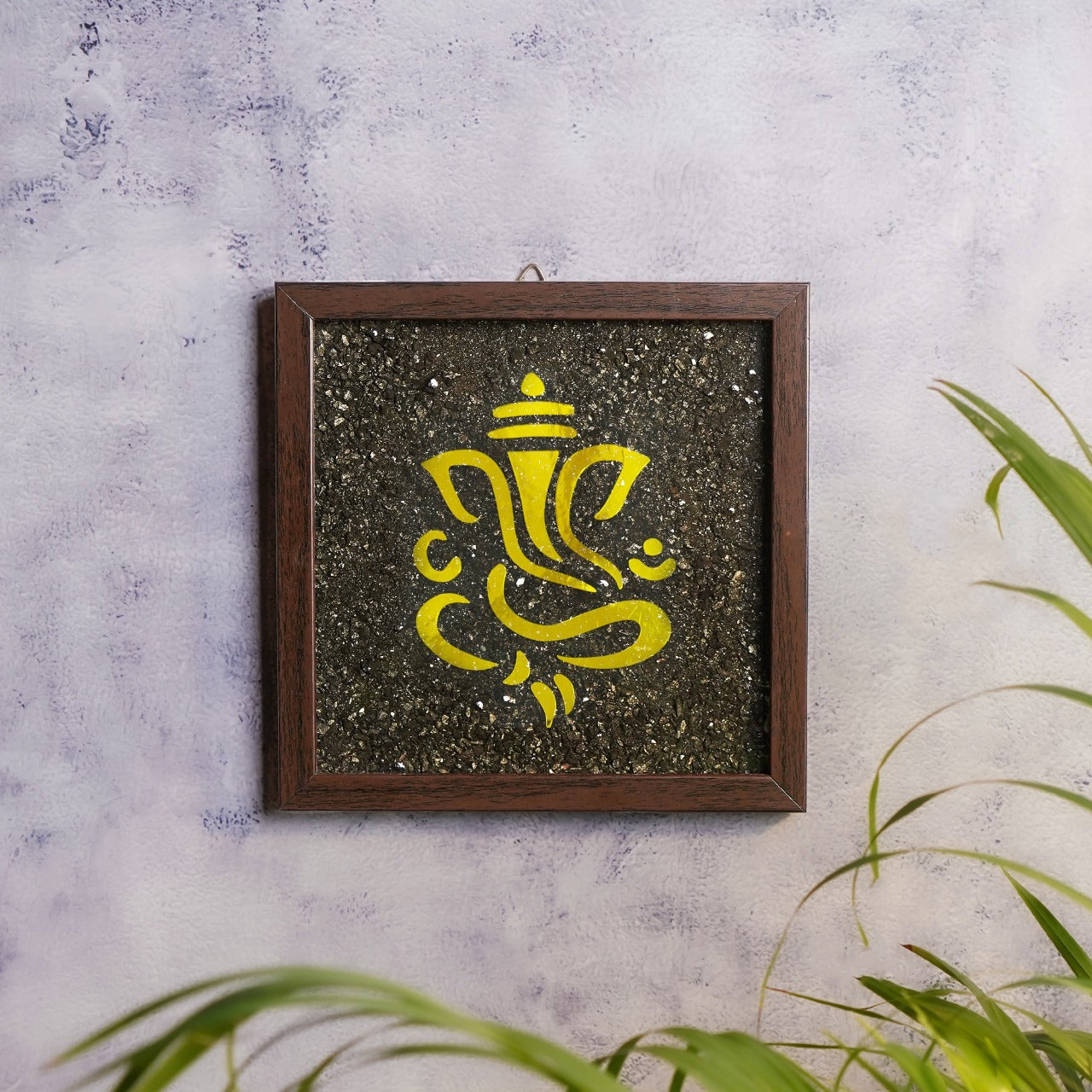 Ganesha Pyrite Plate (Complimentary wooden frame)