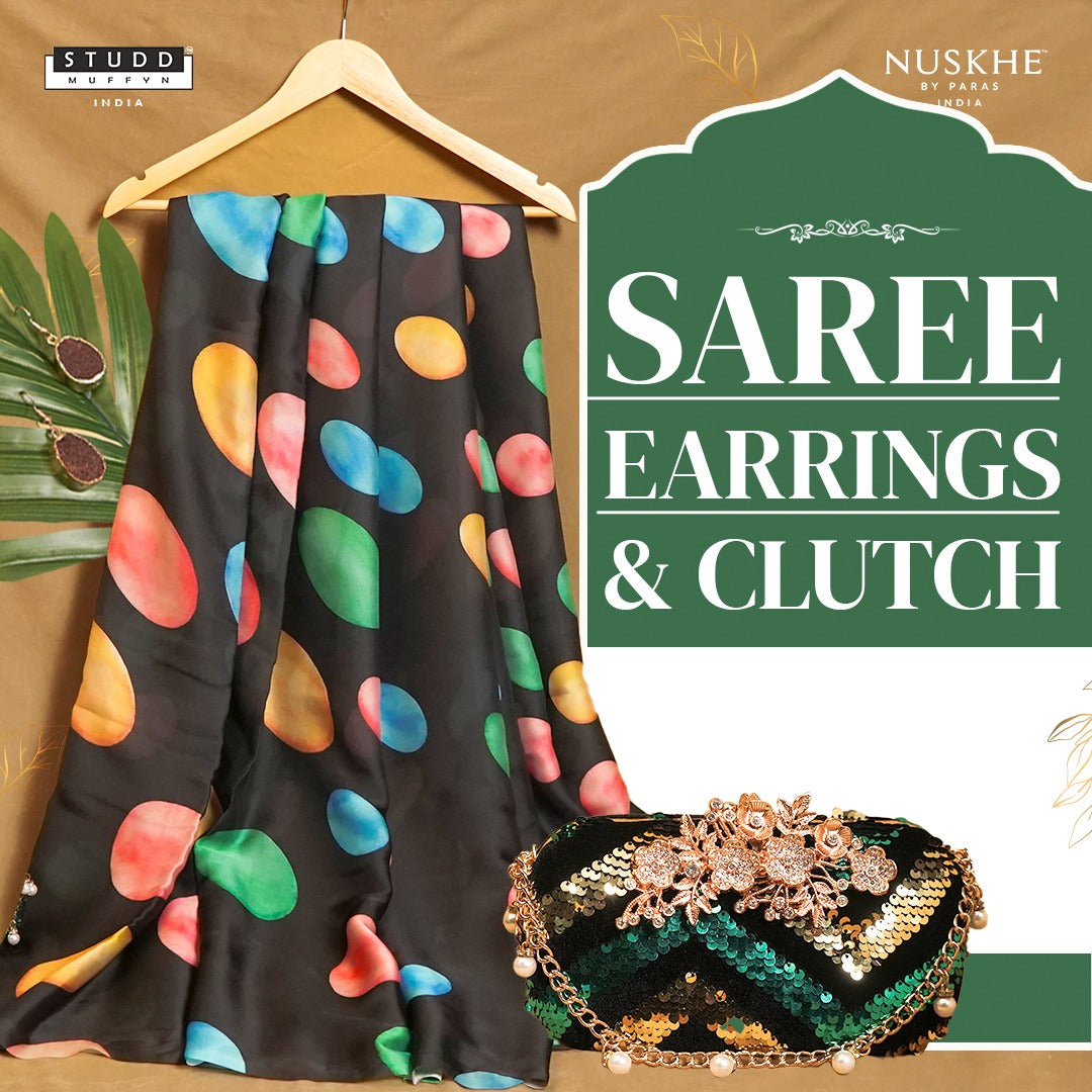 Bindu Trio I Saree Clutch Earrings