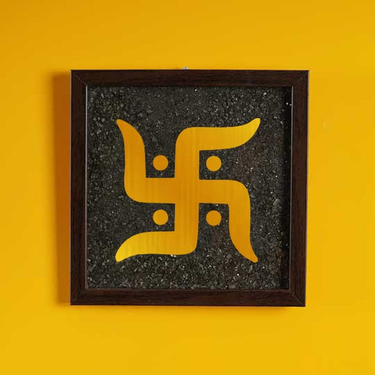 Swastik Pyrite Plate (Complimentary wooden frame)