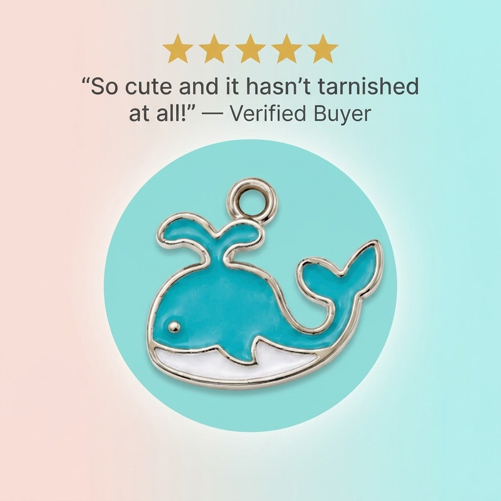 Blue Dolphin Pendant - 24K Gold Tone