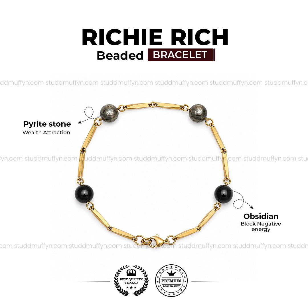 Richie Rich Beaded Rice 24K Gold-Toned Chain Bracelet