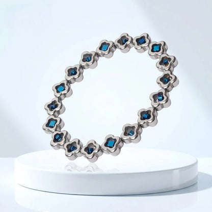 Silver & Blue Clover Bracelet
