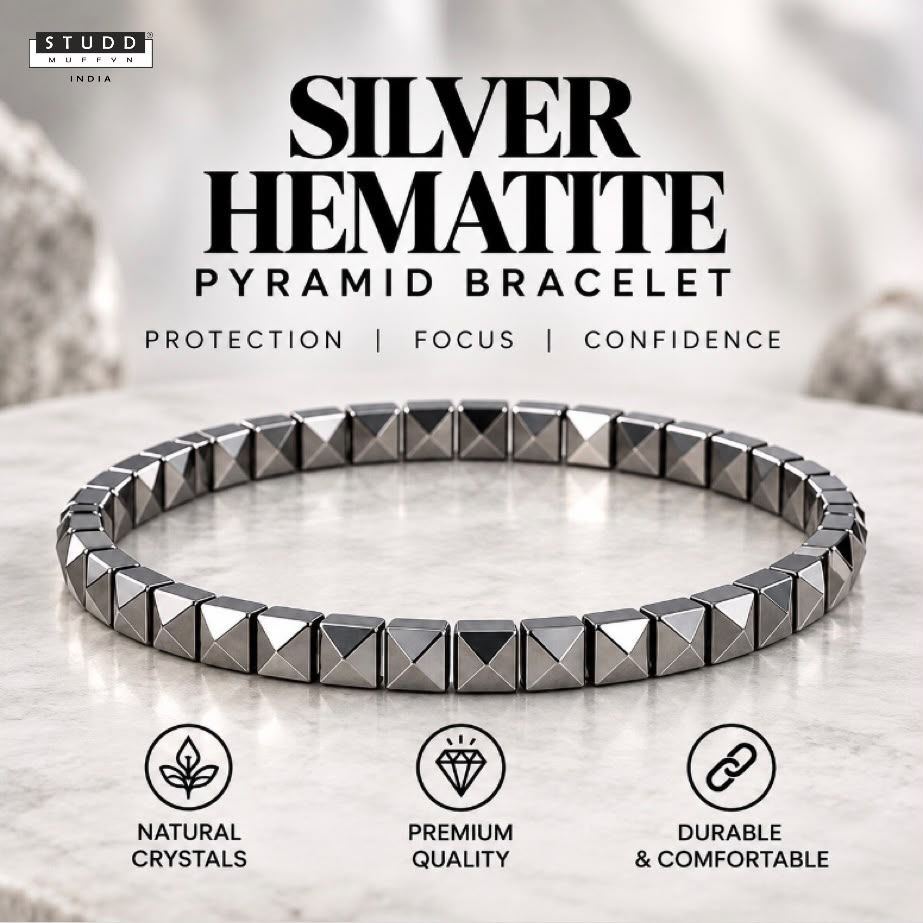 Silver Hematite Pyramid Bracelet