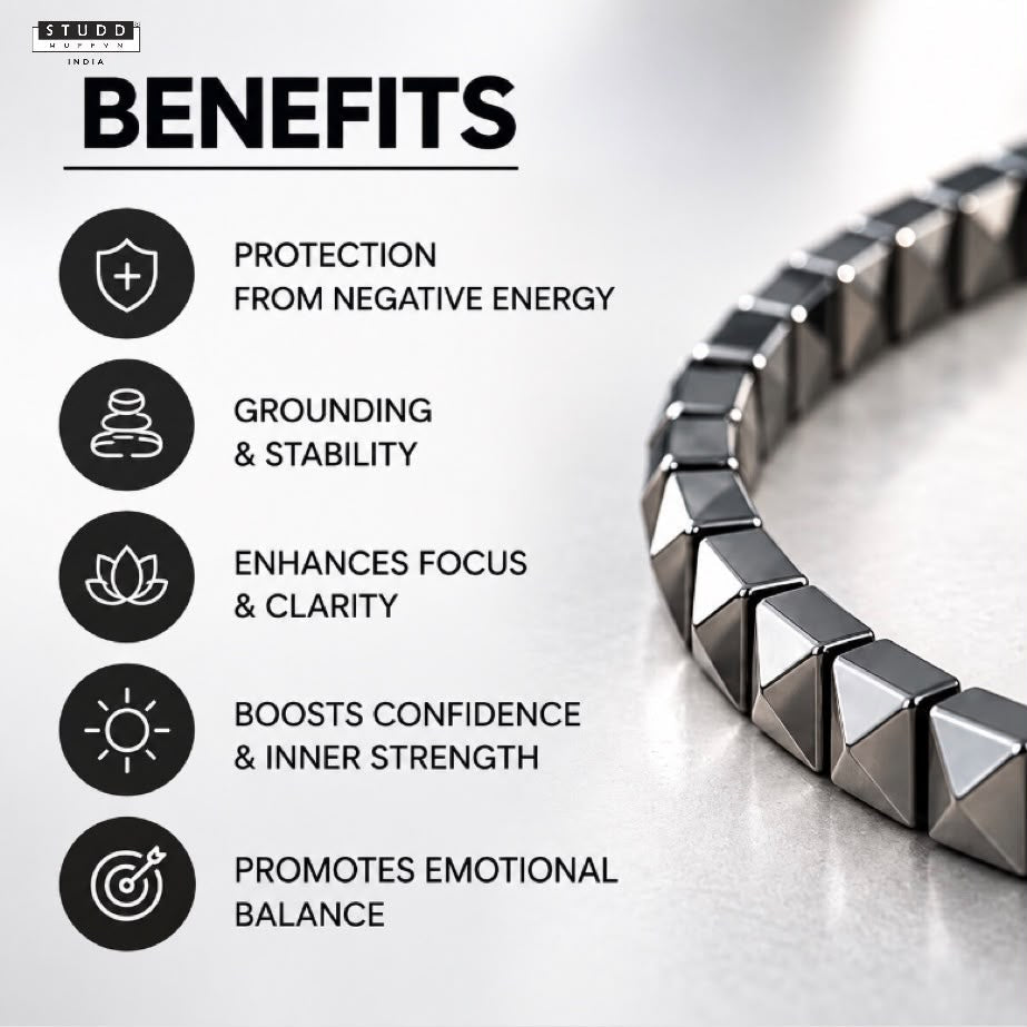 Silver Hematite Pyramid Bracelet