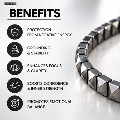 Silver Hematite Pyramid Bracelet