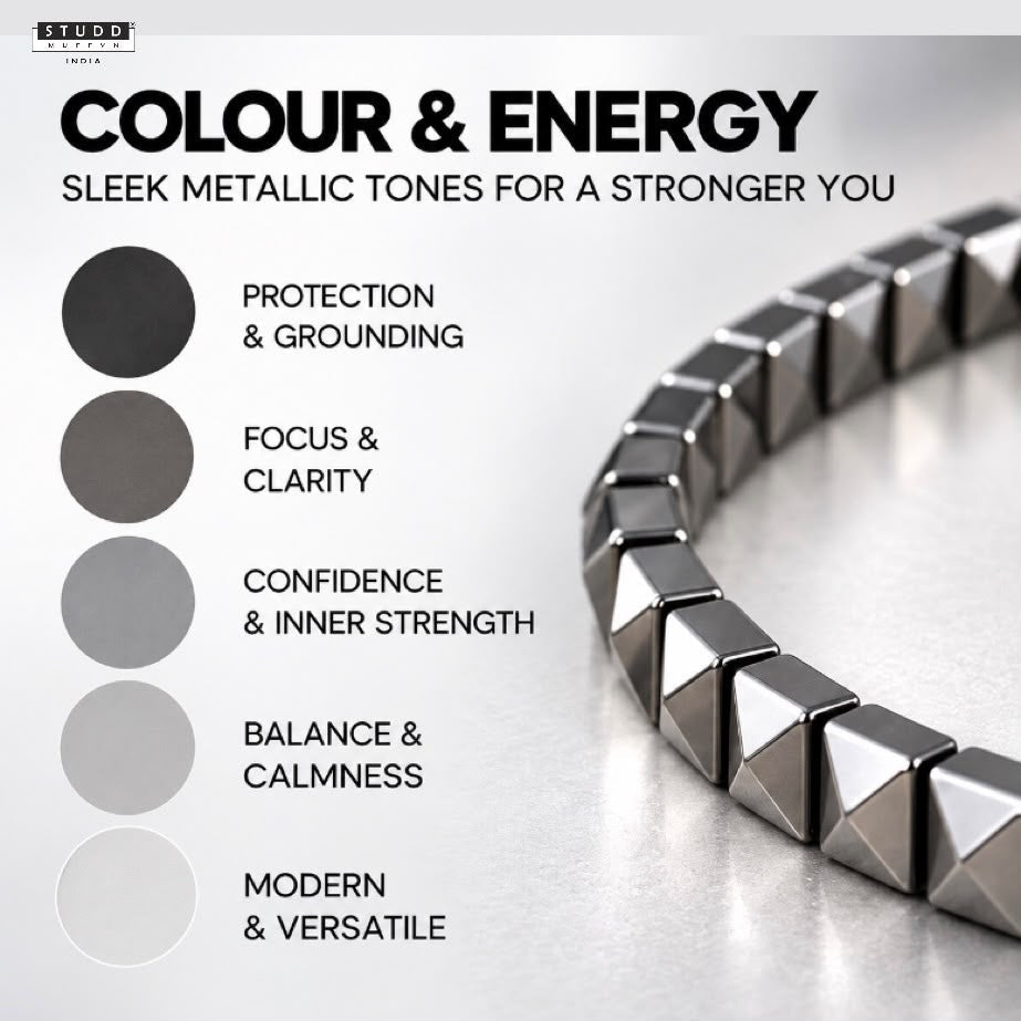 Silver Hematite Pyramid Bracelet