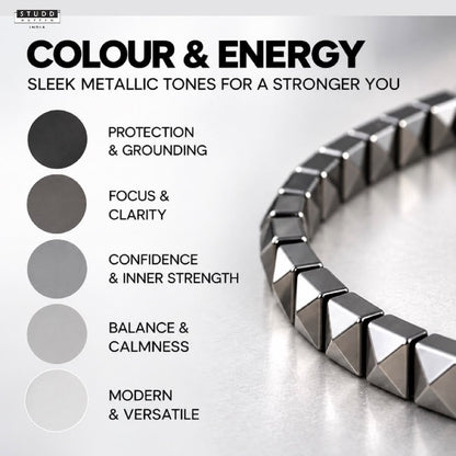 Silver Hematite Pyramid Bracelet