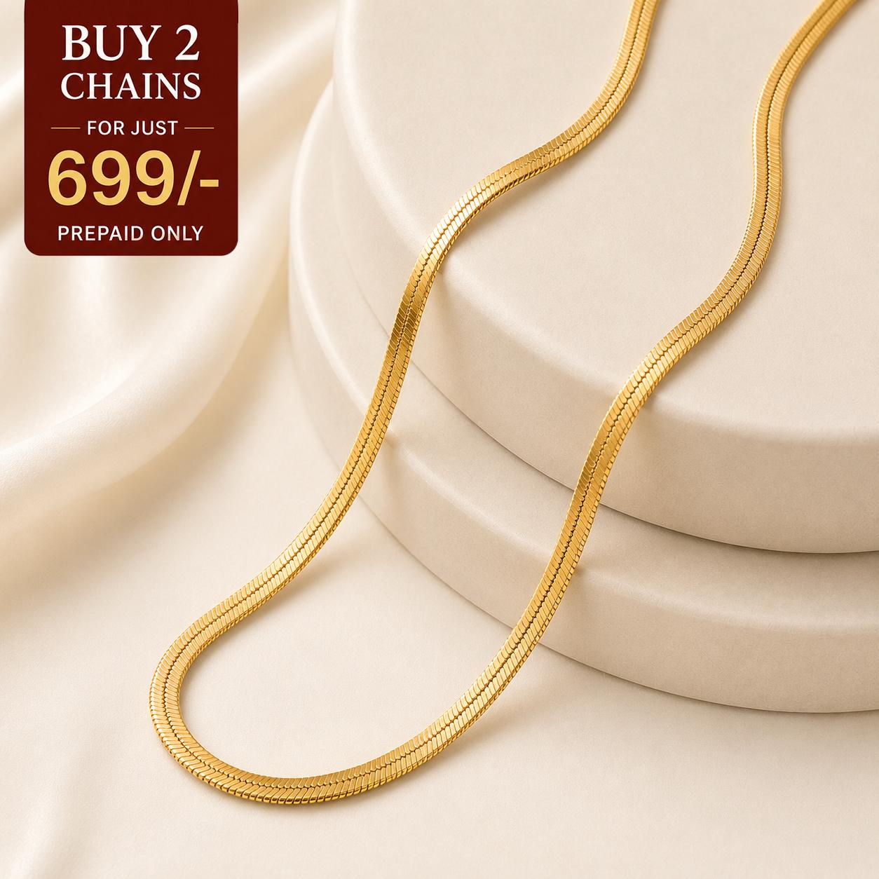 VELORE Snake Chain – 18K Gold Tone Plated [ PACK OF 2 ]