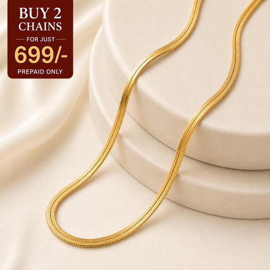 VELORE Snake Chain – 18K Gold Tone Plated [ PACK OF 2 ]