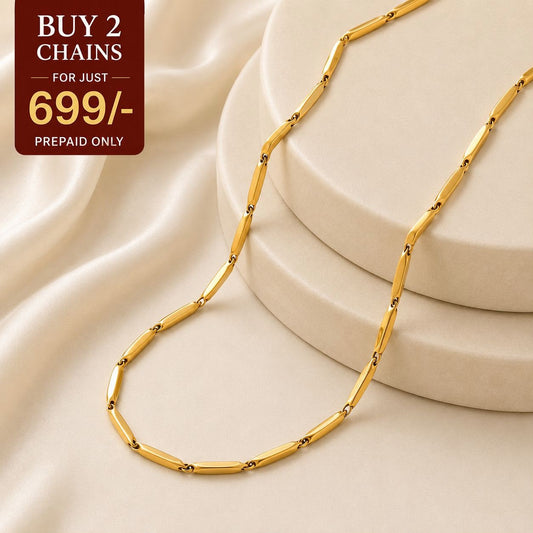 Golden Rice Chain - 24K Gold Tone Plated [ Pack of 2 ]