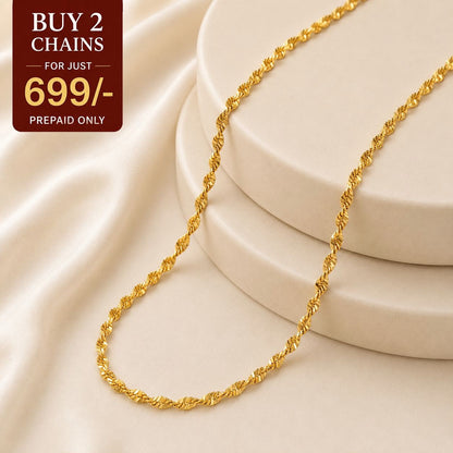 Golden Twisted Chain - 24K Gold Tone Plated [ Pack of 2 ]