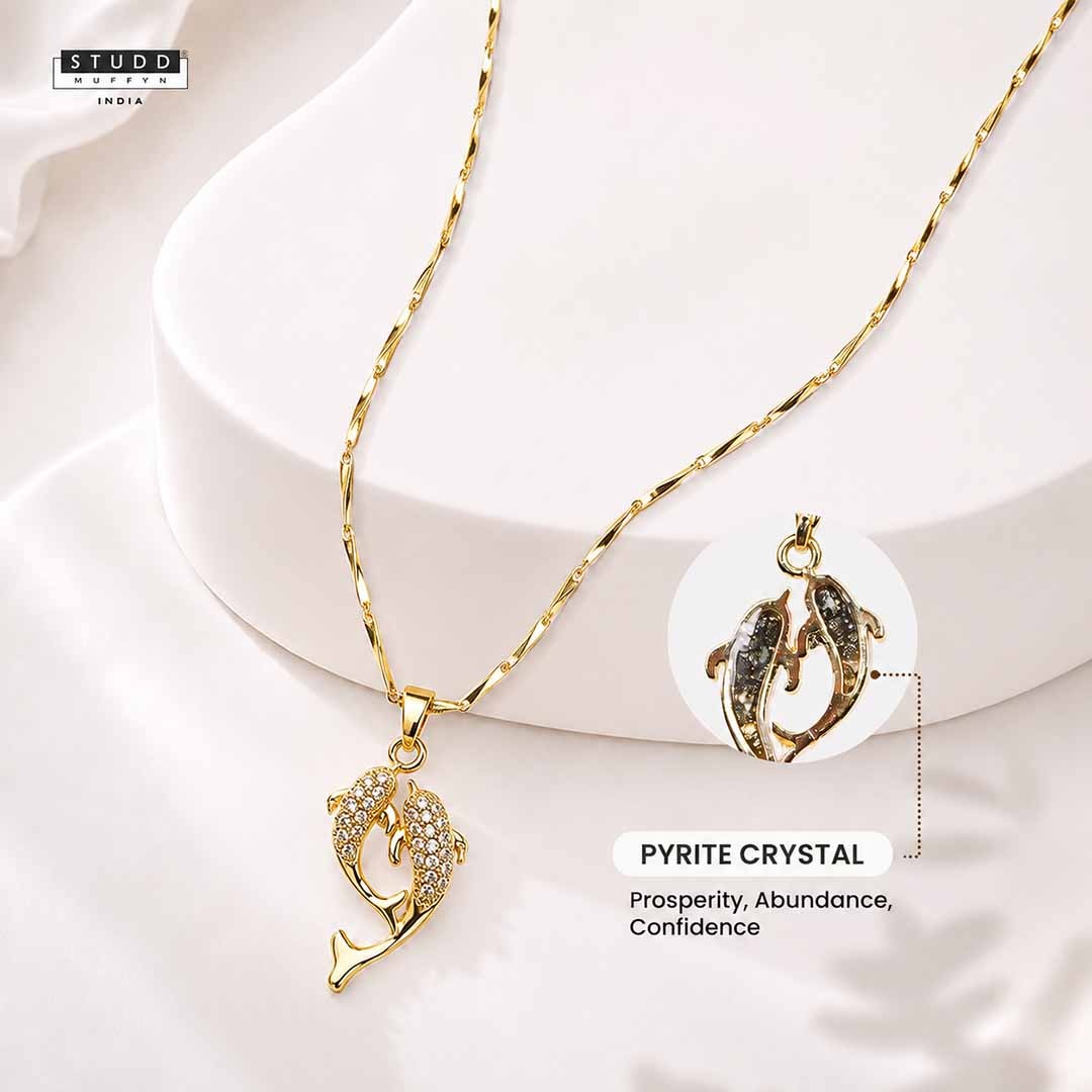 Aqua of Koi Fish - 24K Gold Plated [ With Velore / Rice Chain]