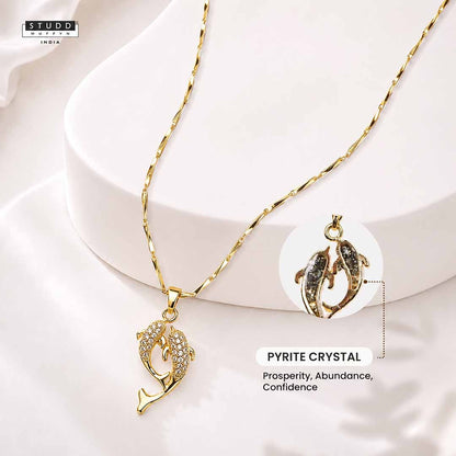 Aqua of Koi Fish - 24K Gold Plated [ With Velore / Rice Chain]