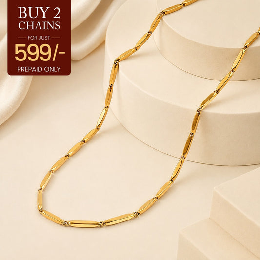 Golden Rice Chain - 24K Gold Tone Plated [ Pack of 2 ]