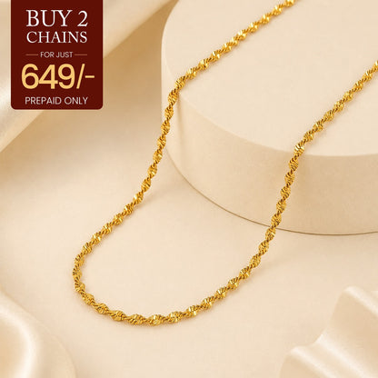 Golden Twisted Chain - 24K Gold Tone Plated [ Pack of 2 ]
