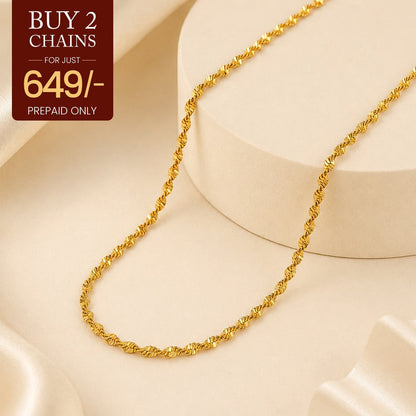 Golden Twisted Chain - 24K Gold Tone Plated [ Pack of 2 ]