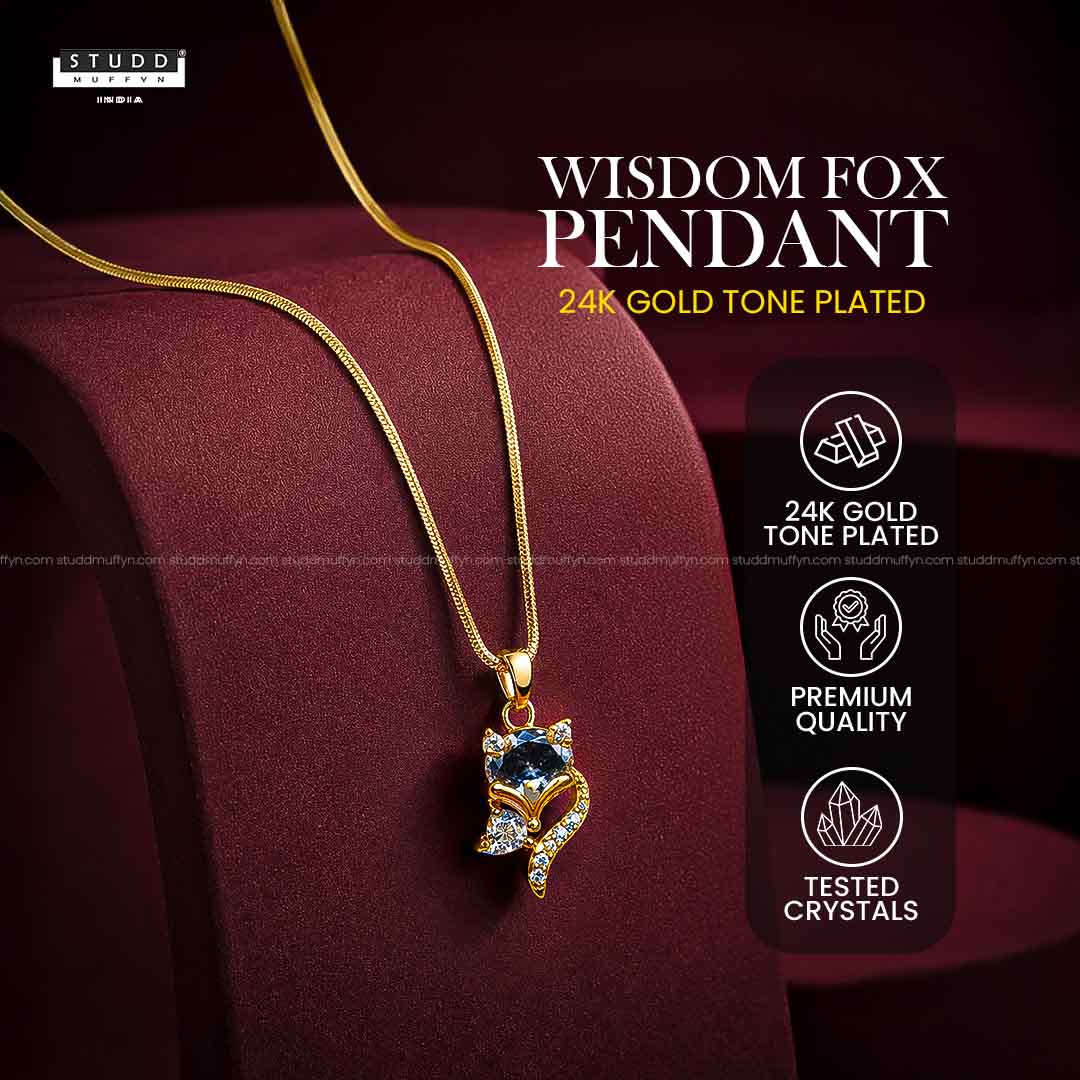 Wisdom Fox Pendant - 24k Gold Tone Plated [ With Chain ]