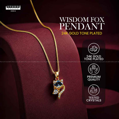 Wisdom Fox Pendant - 24k Gold Tone Plated [ With Chain ]