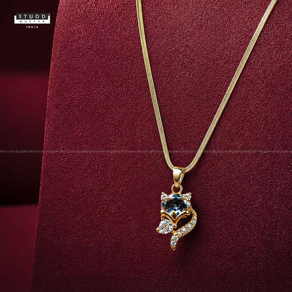 Wisdom Fox Pendant - 24k Gold Tone Plated [ With Chain ]