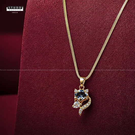 Wisdom Fox Pendant - 24k Gold Tone Plated [ With Chain ]
