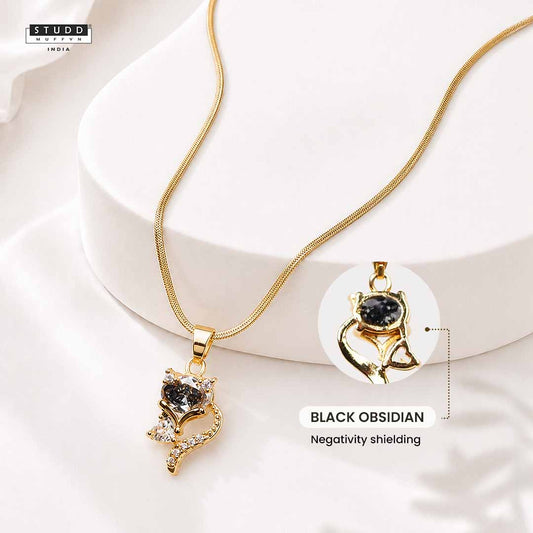 Wisdom Fox Pendant - 24K Gold Toned