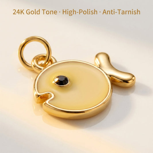 Yellow Fish Pendant - 24K Gold Tone