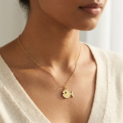 Yellow Fish Pendant - 24K Gold Tone