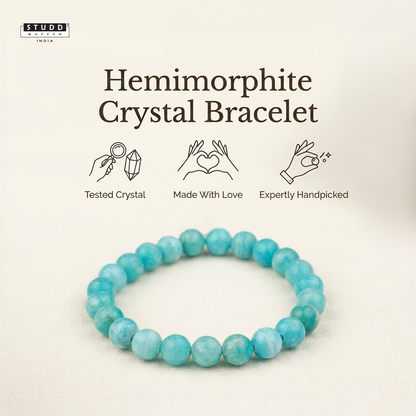 Hemimorphite Bracelet – Natural Blue Crystal Beads