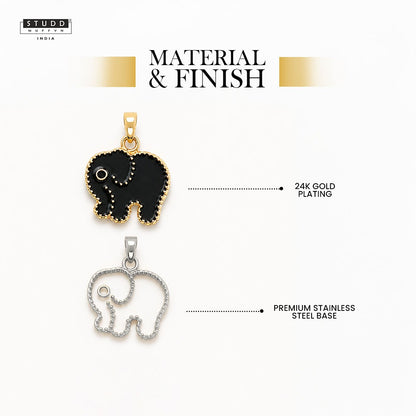 Mini Elephant Pendant - 24k Gold Plated [ With Chain ]